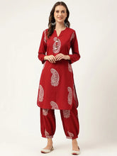 Paisley Printed Maroon cord Set